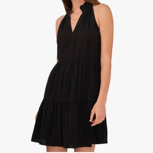 42. NWT 1 State Swimsuit Dress Coverup Medium Black V Neck Beach Ruffle Neck